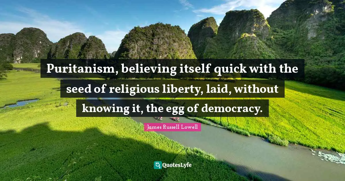 Puritanism, believing itself quick with the seed of religious liberty, laid, without knowing it, the egg of democracy.