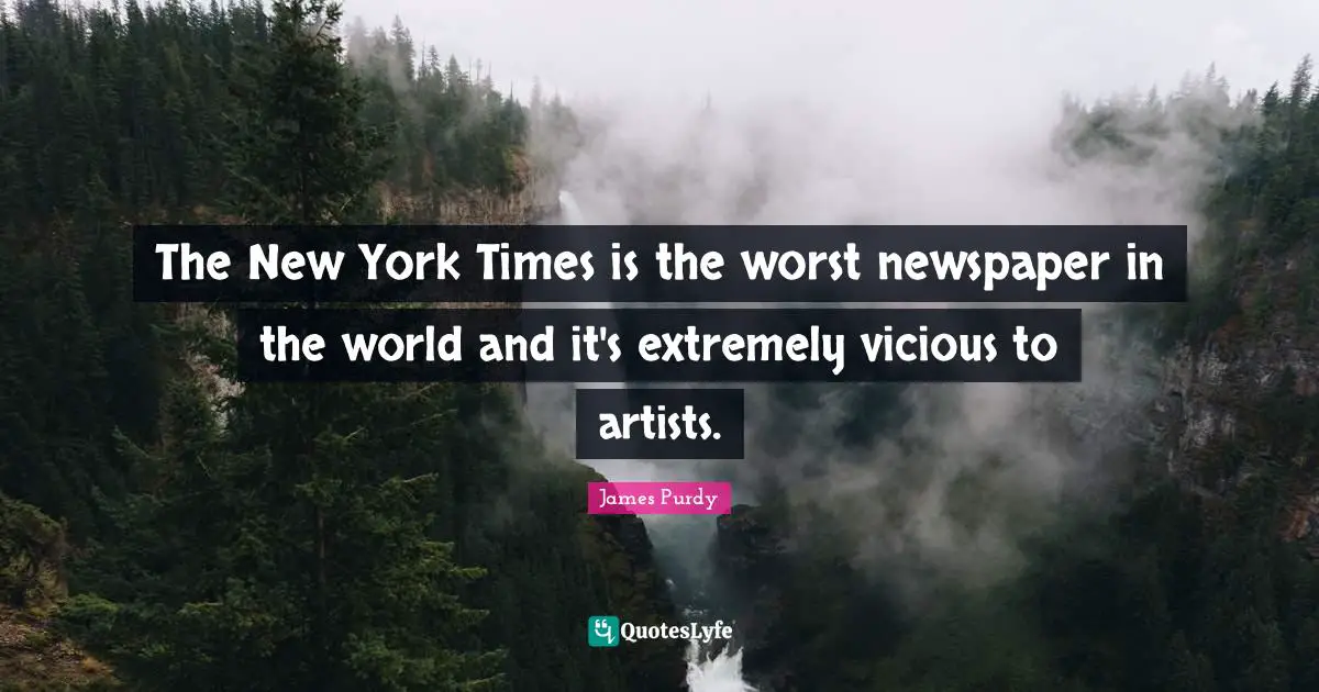The New York Times is the worst newspaper in the world and it's extremely vicious to artists.