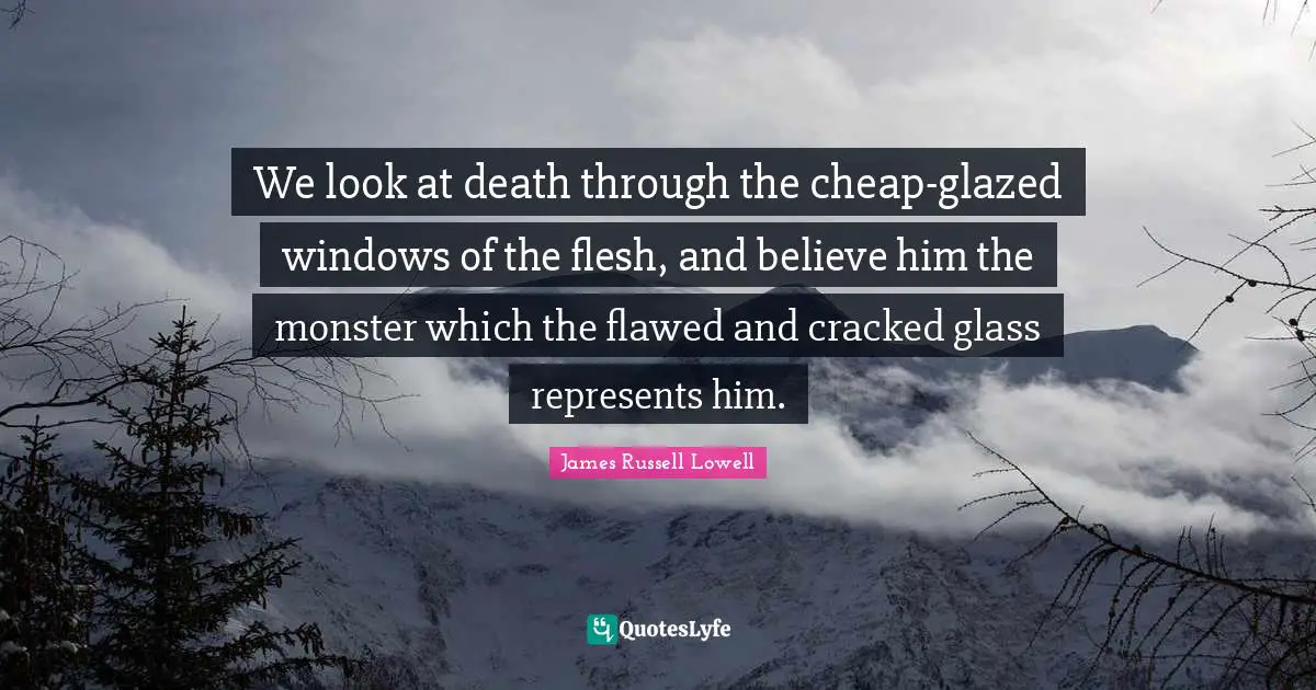 We look at death through the cheap-glazed windows of the flesh, and believe him the monster which the flawed and cracked glass represents him.