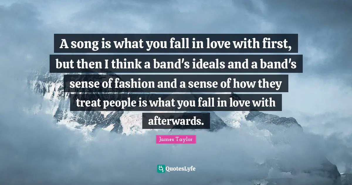 A song is what you fall in love with first, but then I think a band's ideals and a band's sense of fashion and a sense of how they treat people is what you fall in love with afterwards.