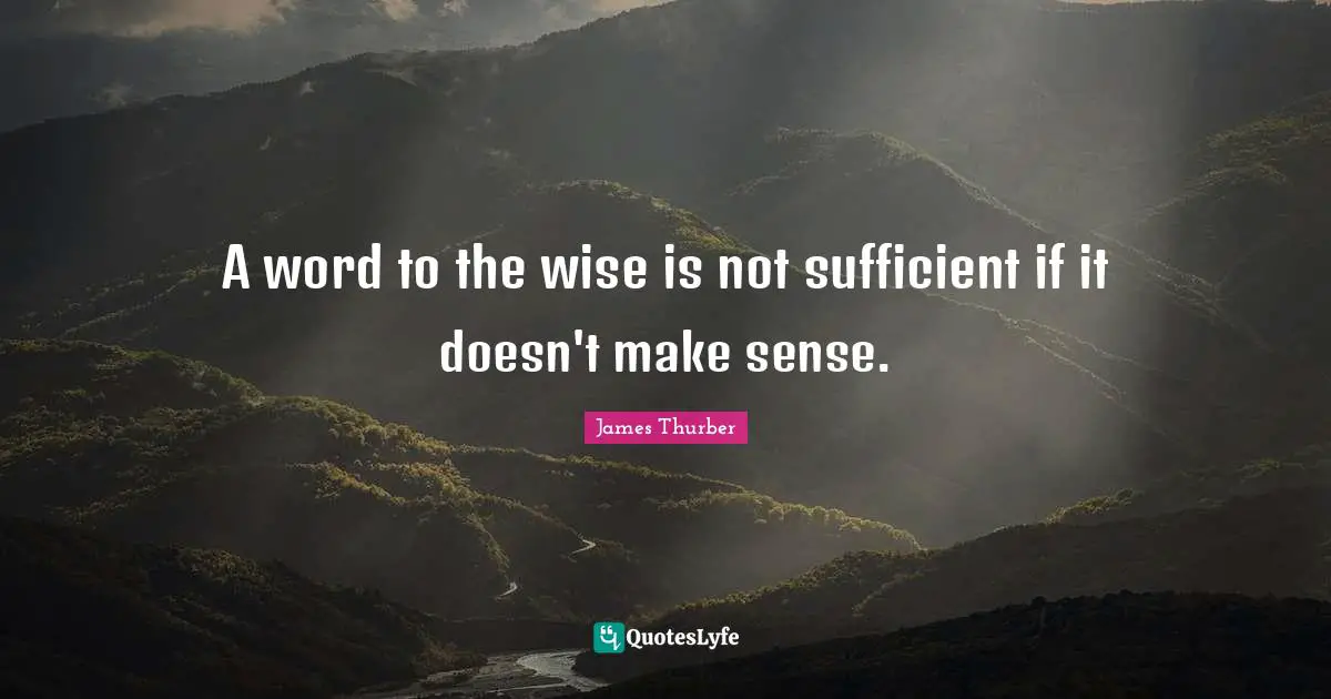 A word to the wise is not sufficient if it doesn't make sense.