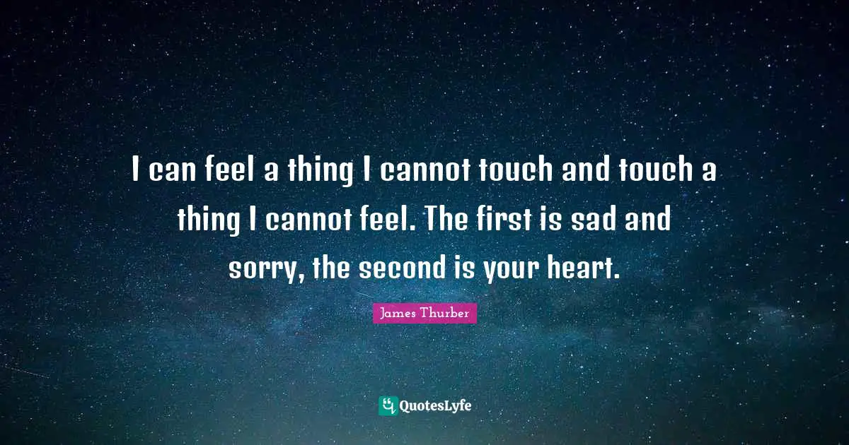 I can feel a thing I cannot touch and touch a thing I cannot feel. The first is sad and sorry, the second is your heart.