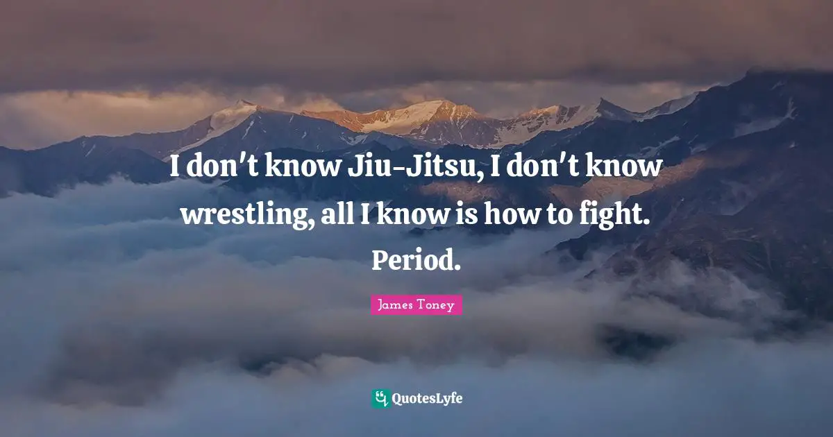 I don't know Jiu-Jitsu, I don't know wrestling, all I know is how to fight. Period.