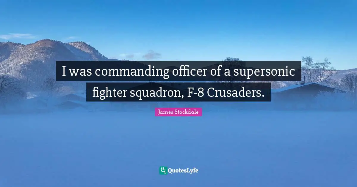 I was commanding officer of a supersonic fighter squadron, F-8 Crusaders.