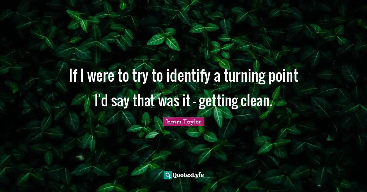 Turning Points Quotes: "If I were to try to identify a turning point I'd say that was it - getting clean."
