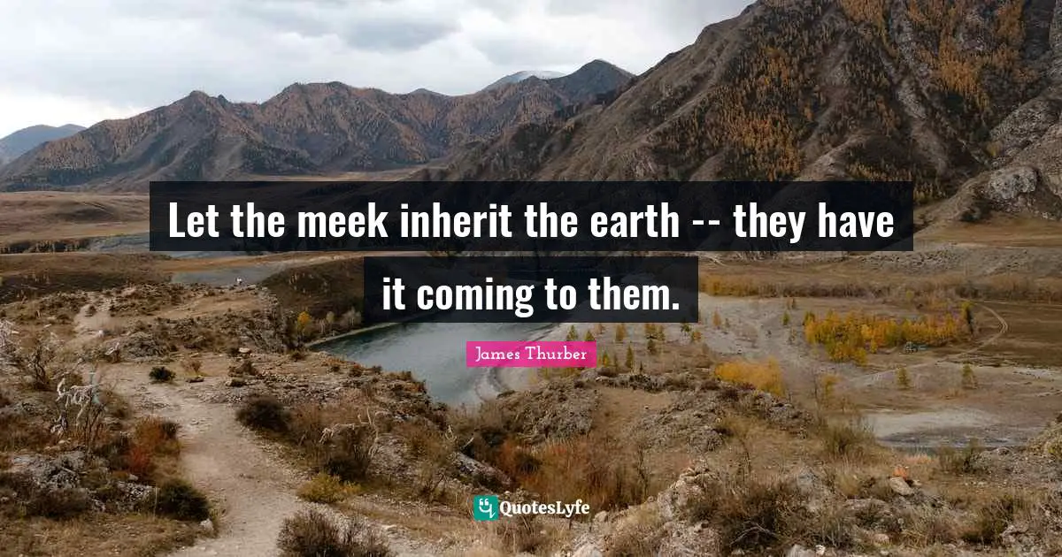 Let the meek inherit the earth -- they have it coming to them.