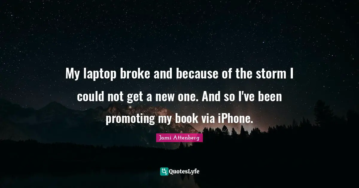 My laptop broke and because of the storm I could not get a new one. And so I've been promoting my book via iPhone.