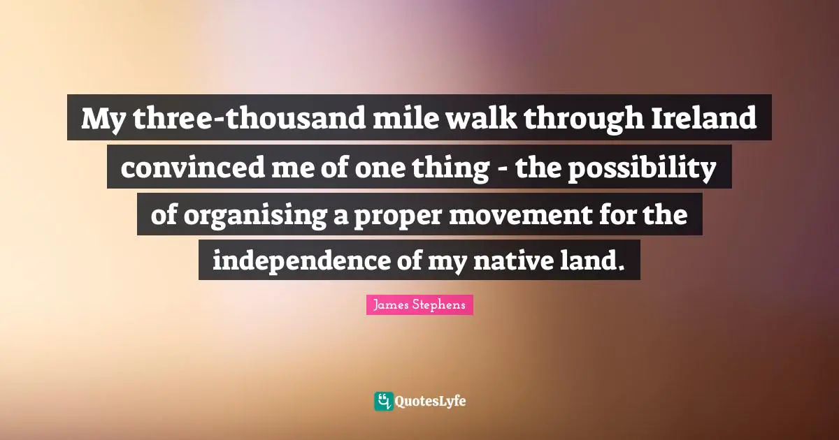 My three-thousand mile walk through Ireland convinced me of one thing - the possibility of organising a proper movement for the independence of my native land.