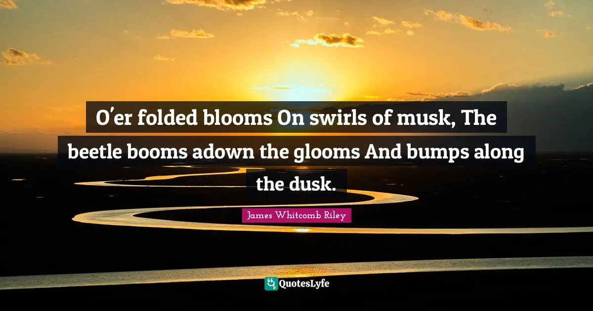 Bumps Quotes: "O'er folded blooms On swirls of musk, The beetle booms adown the glooms And bumps along the dusk."