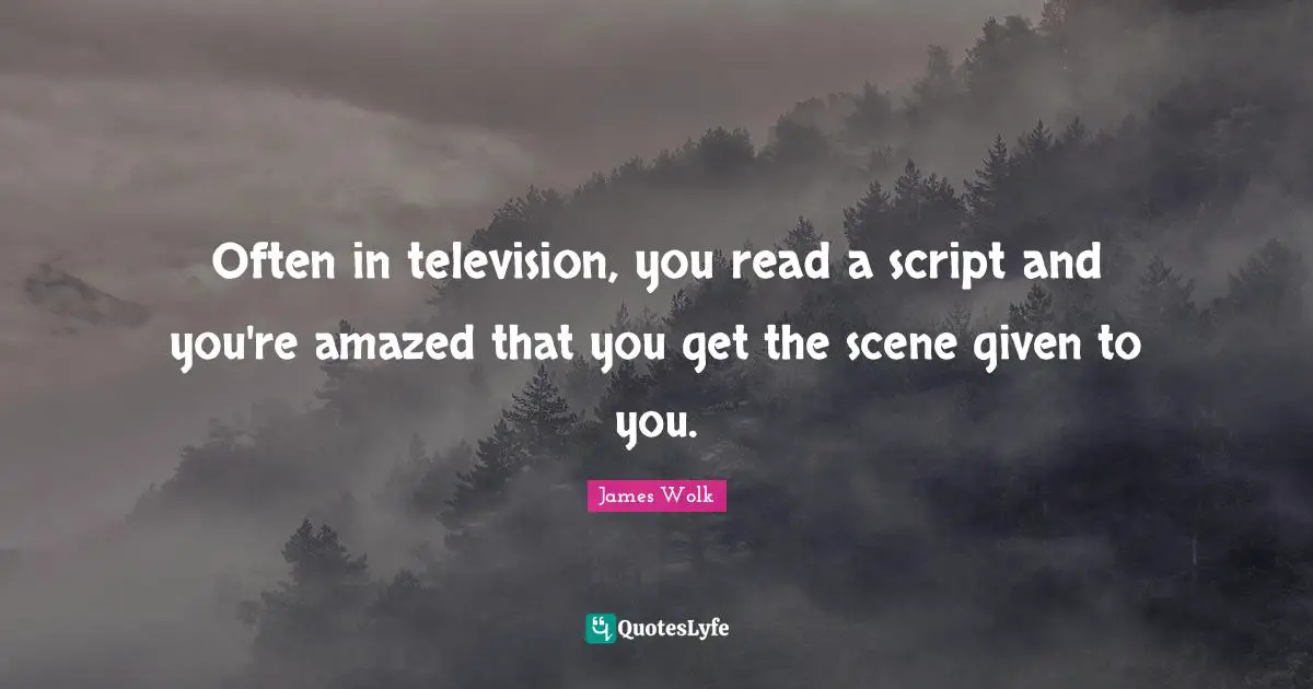 Often in television, you read a script and you're amazed that you get the scene given to you.