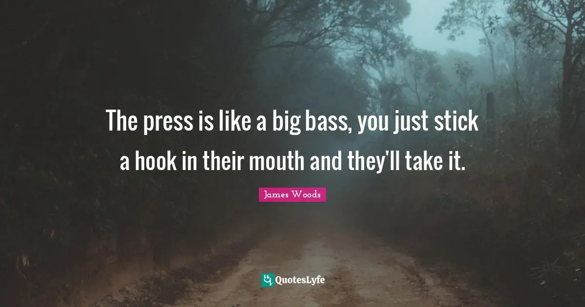 Hook Quotes: "The press is like a big bass, you just stick a hook in their mouth and they'll take it."