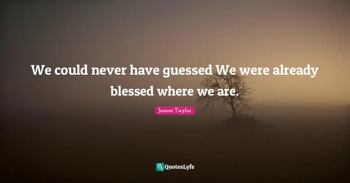 James Taylor Quotes: "We could never have guessed We were already blessed where we are."