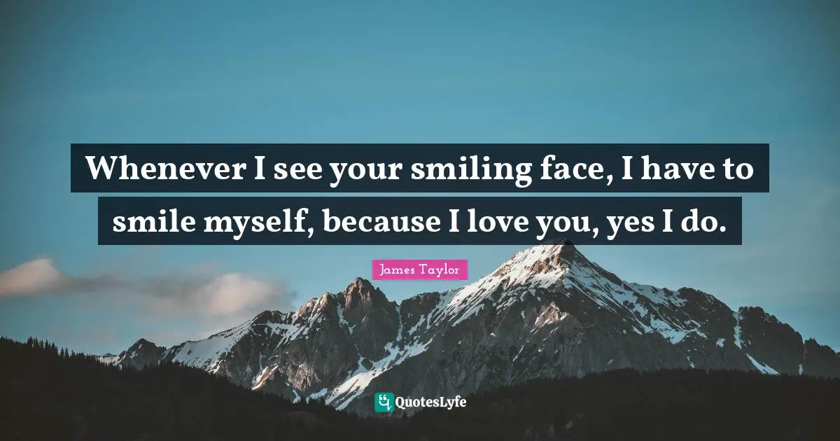 James Taylor Quotes: "Whenever I see your smiling face, I have to smile myself, because I love you, yes I do."