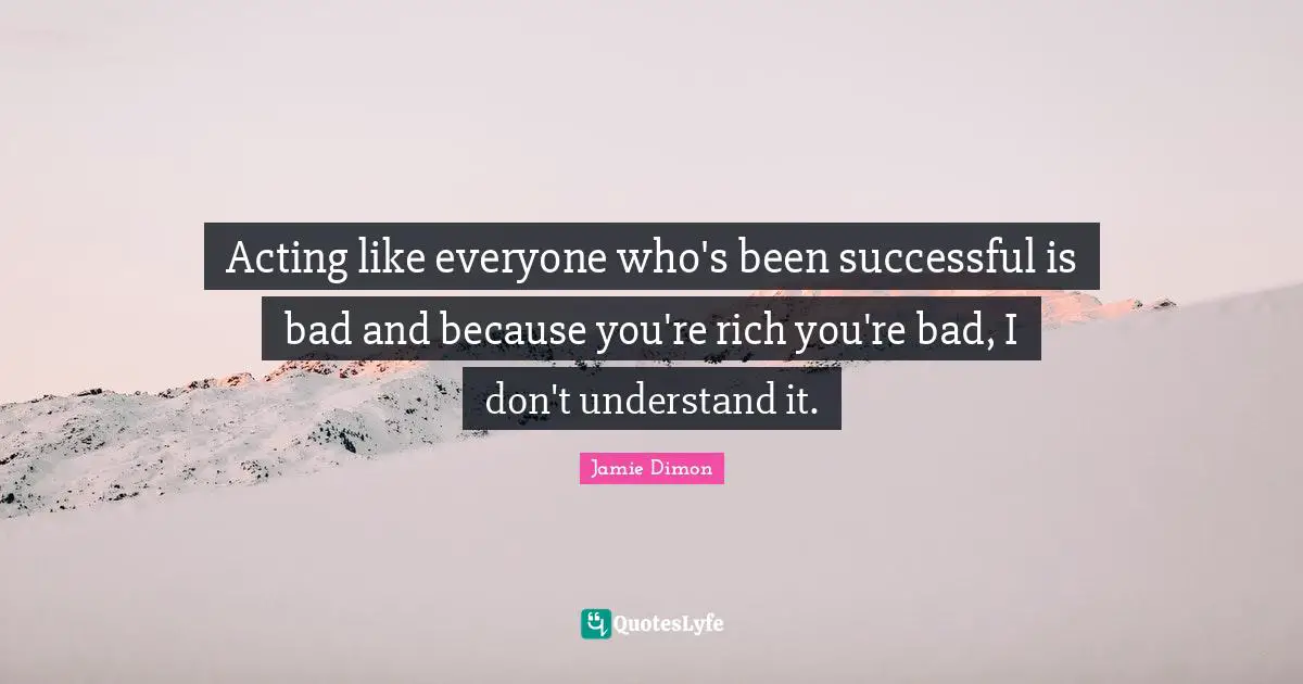Acting like everyone who's been successful is bad and because you're rich you're bad, I don't understand it.