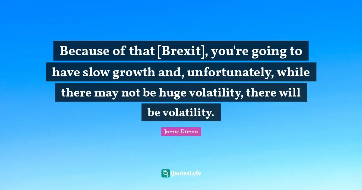 Volatility Quotes: "Because of that [Brexit], you're going to have slow growth and, unfortunately, while there may not be huge volatility, there will be volatility."