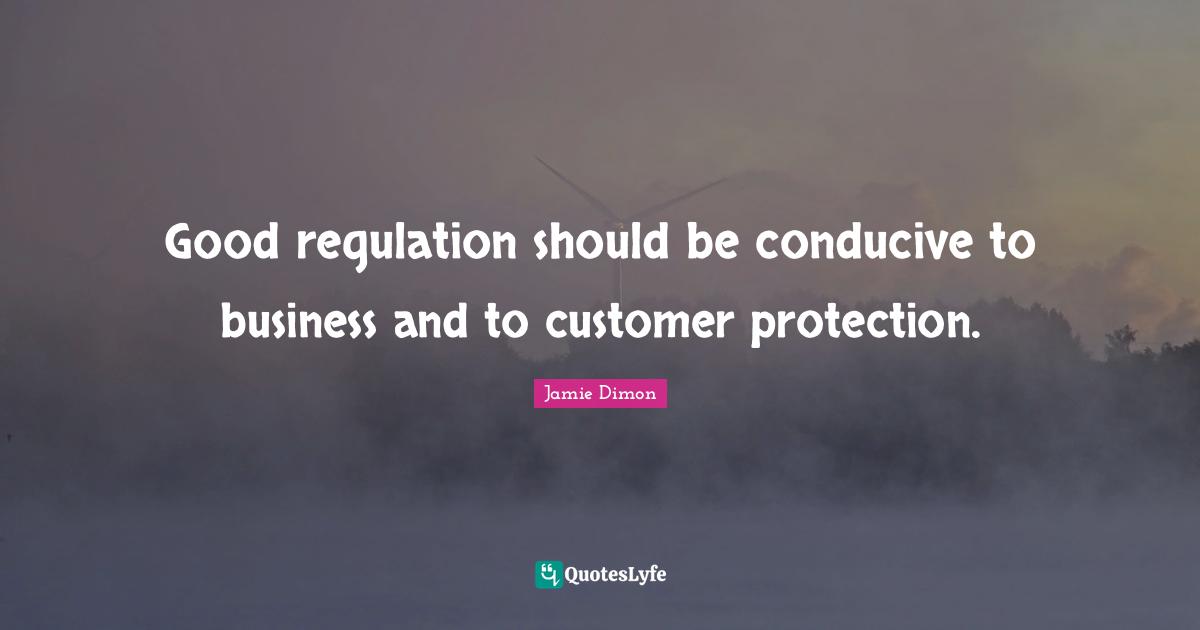 Regulation Quotes: "Good regulation should be conducive to business and to customer protection."