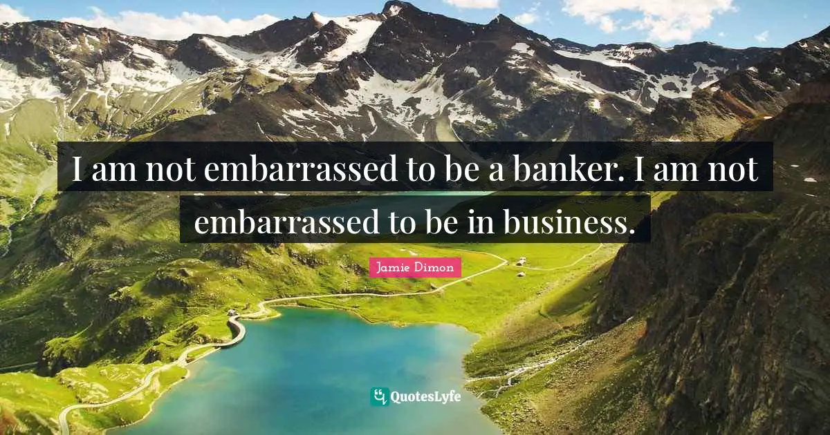 I am not embarrassed to be a banker. I am not embarrassed to be in business.