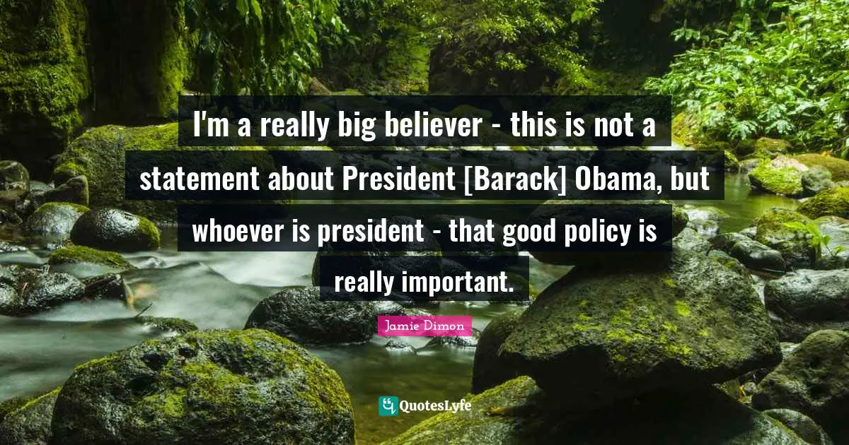 I'm a really big believer - this is not a statement about President [Barack] Obama, but whoever is president - that good policy is really important.