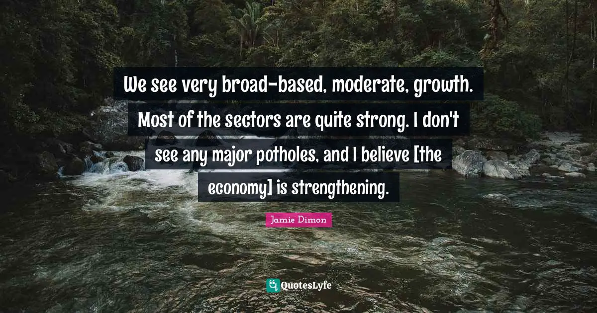 We see very broad-based, moderate, growth. Most of the sectors are quite strong. I don't see any major potholes, and I believe [the economy] is strengthening.