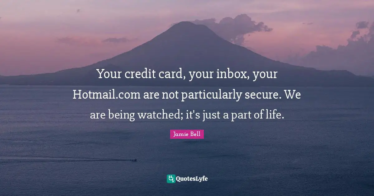 Inbox Quotes: "Your credit card, your inbox, your Hotmail.com are not particularly secure. We are being watched; it's just a part of life."