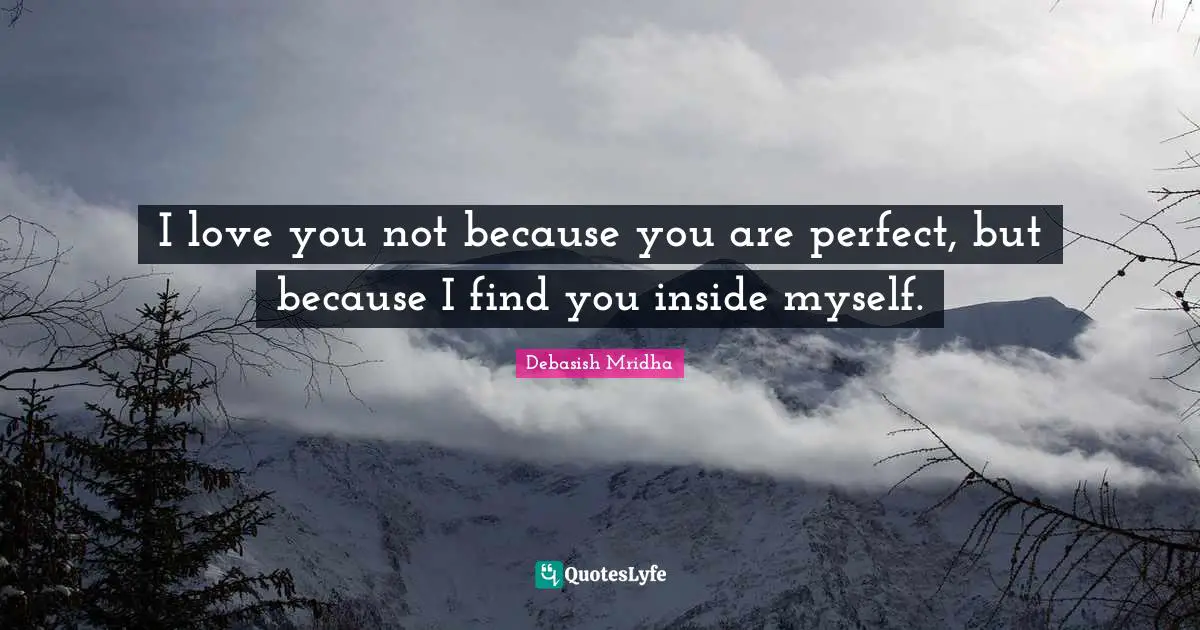 I love you not because you are perfect, but because I find you inside myself.