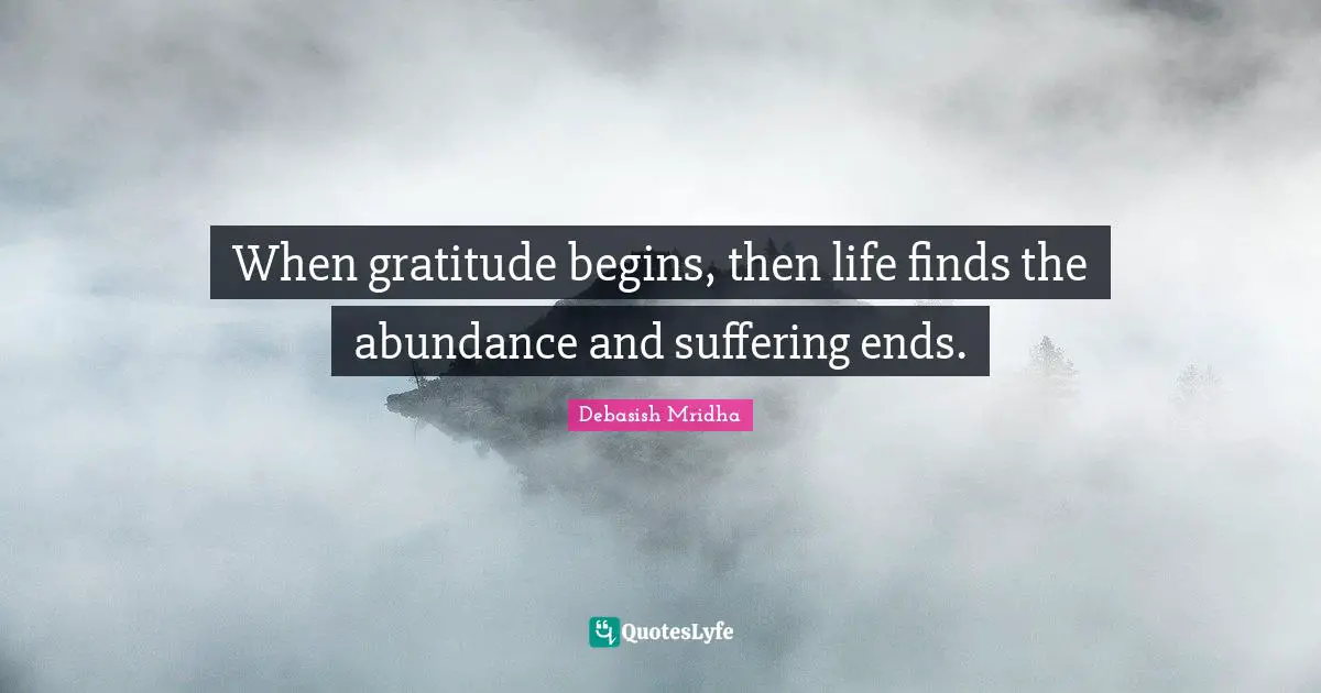 When gratitude begins, then life finds the abundance and suffering ends.