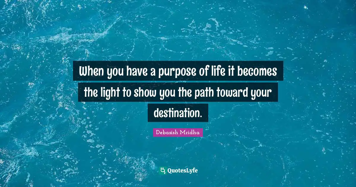 When you have a purpose of life it becomes the light to show you the path toward your destination.