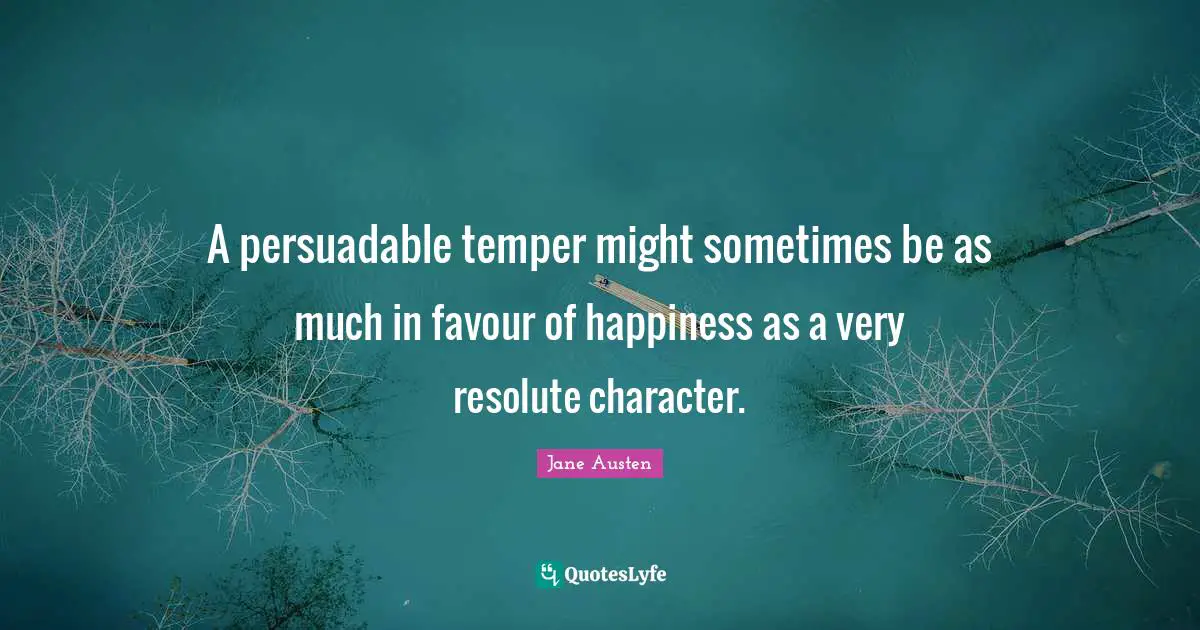 A persuadable temper might sometimes be as much in favour of happiness as a very resolute character.