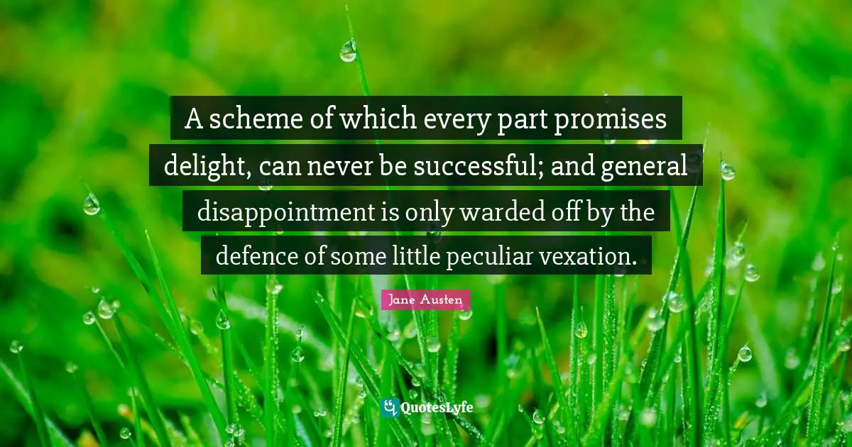 Vexation Quotes: "A scheme of which every part promises delight, can never be successful; and general disappointment is only warded off by the defence of some little peculiar vexation."