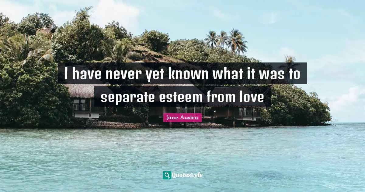 I have never yet known what it was to separate esteem from love