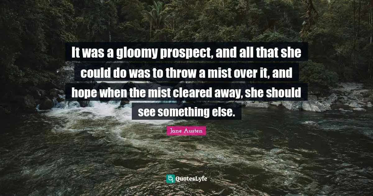 It was a gloomy prospect, and all that she could do was to throw a mist over it, and hope when the mist cleared away, she should see something else.