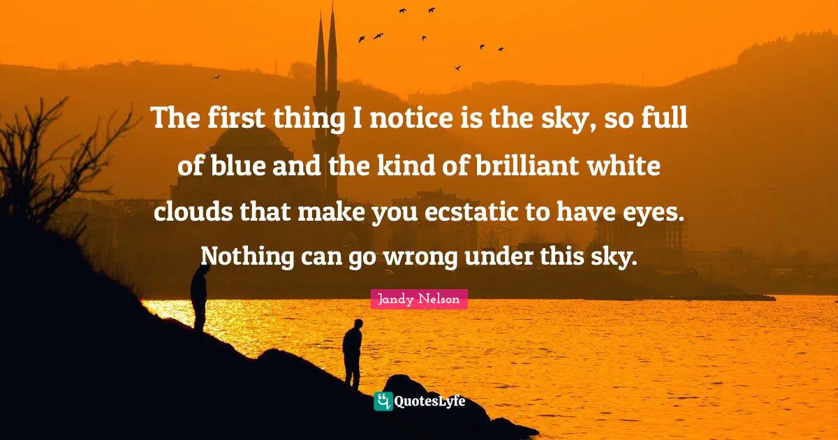The first thing I notice is the sky, so full of blue and the kind of b ...