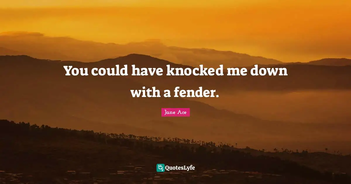 You could have knocked me down with a fender.