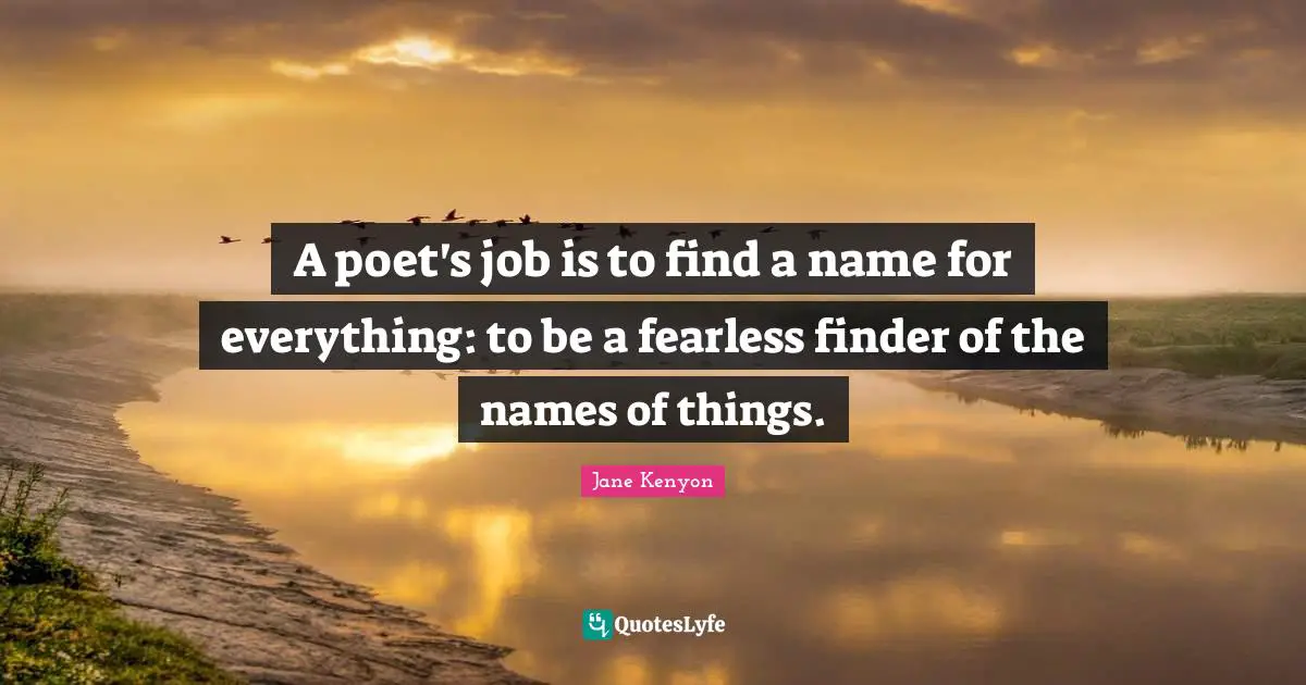 A poet's job is to find a name for everything: to be a fearless finder of the names of things.