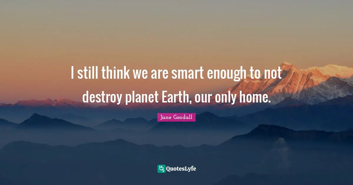 I still think we are smart enough to not destroy planet Earth, our only home.