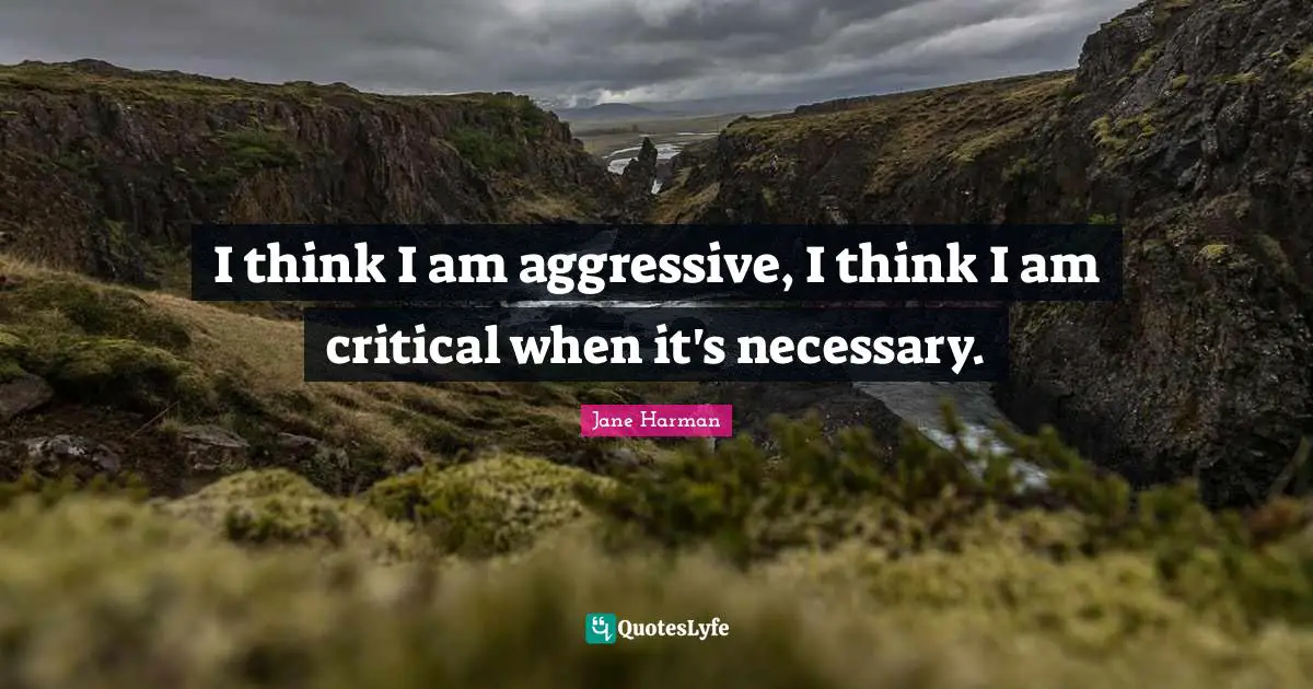 I think I am aggressive, I think I am critical when it's necessary.