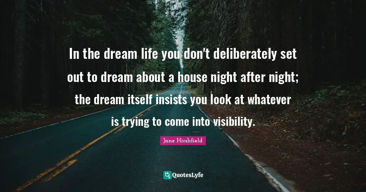 In the dream life you don't deliberately set out to dream about a house night after night; the dream itself insists you look at whatever is trying to come into visibility.