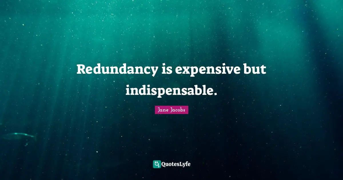 Redundancy is expensive but indispensable.