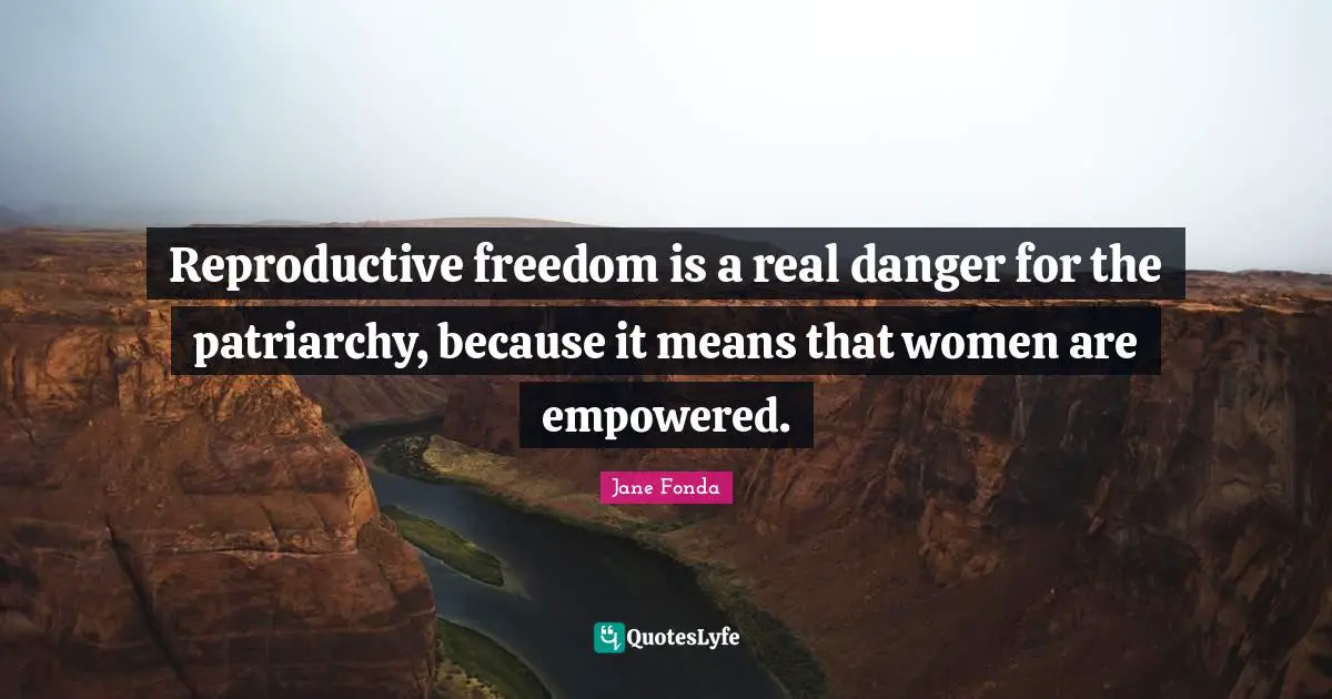 Reproductive freedom is a real danger for the patriarchy, because it means that women are empowered.