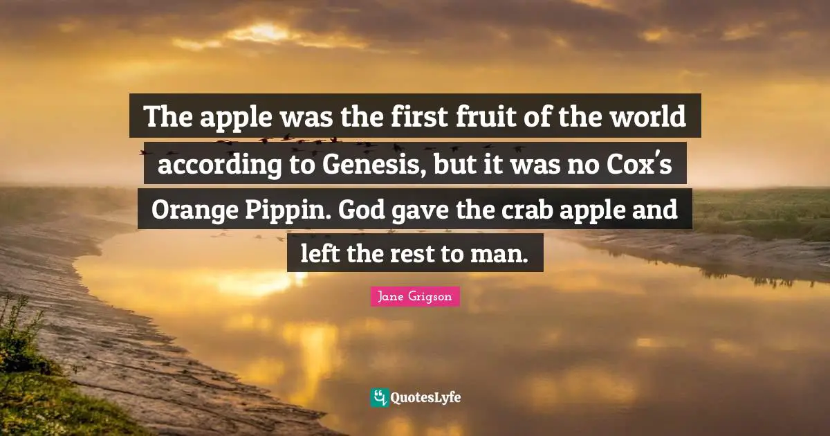 The apple was the first fruit of the world according to Genesis, but it was no Cox's Orange Pippin. God gave the crab apple and left the rest to man.