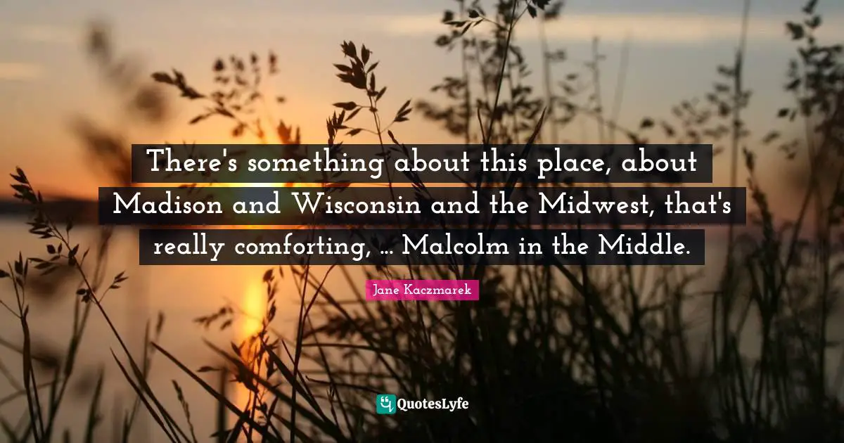There's something about this place, about Madison and Wisconsin and the Midwest, that's really comforting, ... Malcolm in the Middle.