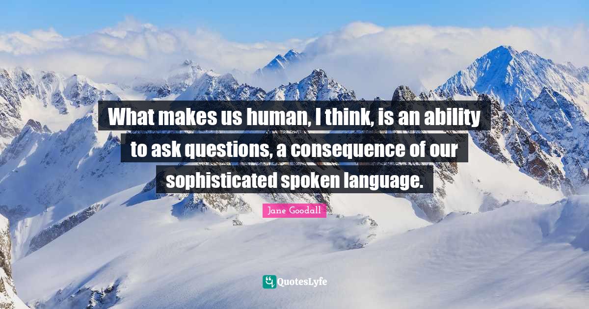 What makes us human, I think, is an ability to ask questions, a conseq
