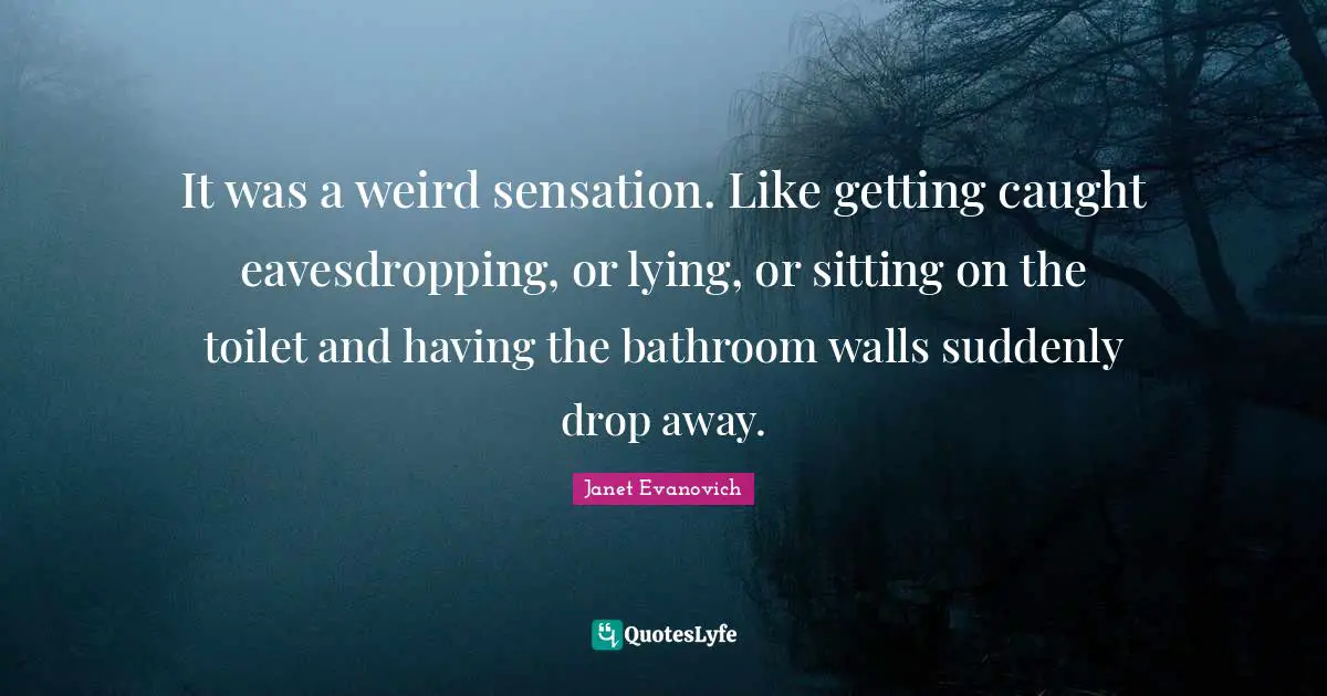 It was a weird sensation. Like getting caught eavesdropping, or lying, or sitting on the toilet and having the bathroom walls suddenly drop away.