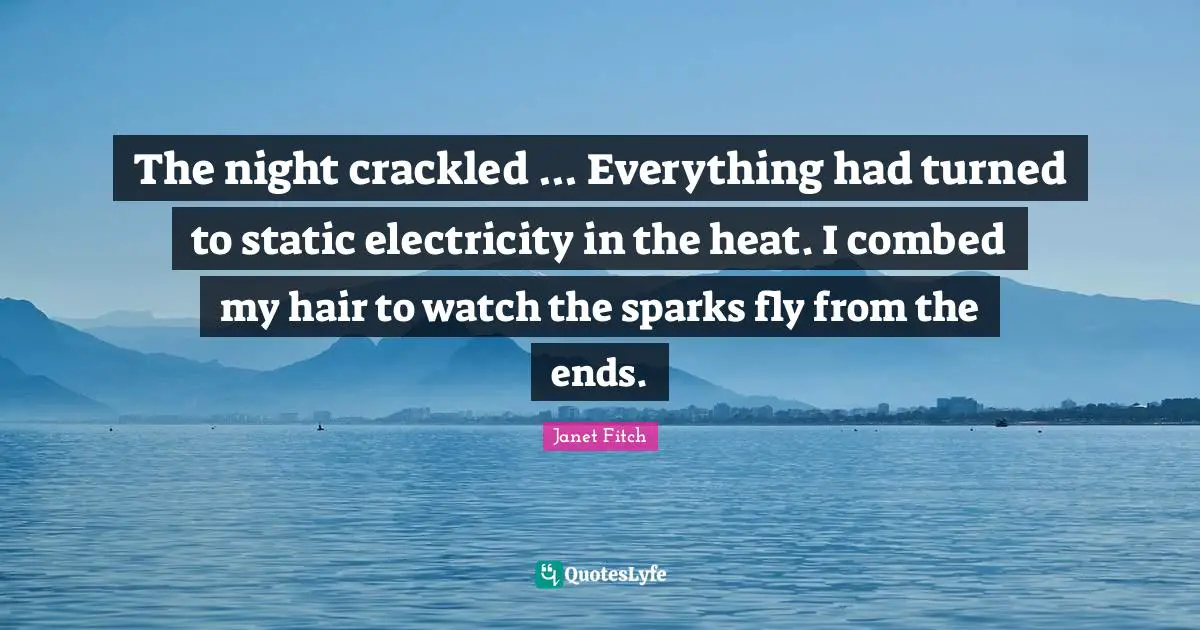 The night crackled ... Everything had turned to static electricity in the heat. I combed my hair to watch the sparks fly from the ends.