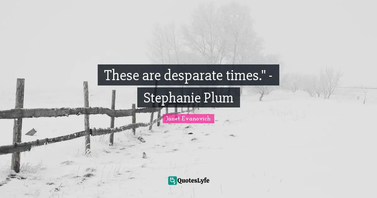 Stephanie Plum Quotes: "These are desparate times." - Stephanie Plum"