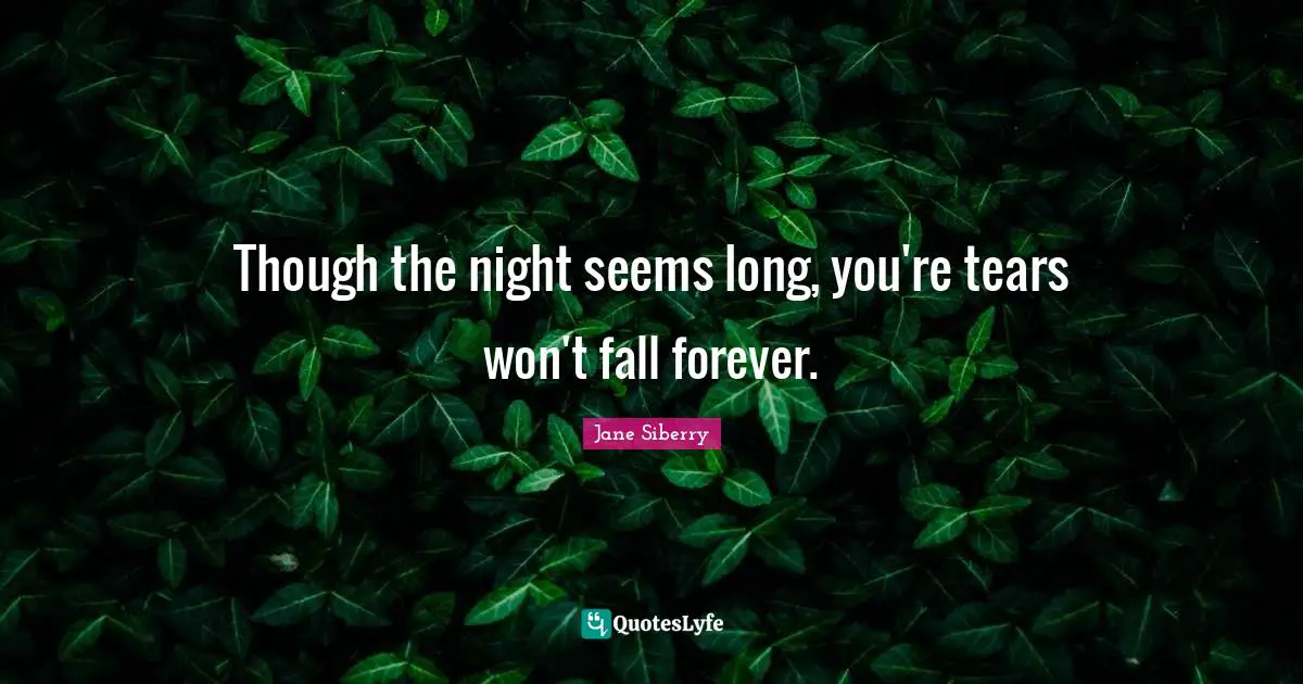 Though the night seems long, you're tears won't fall forever.