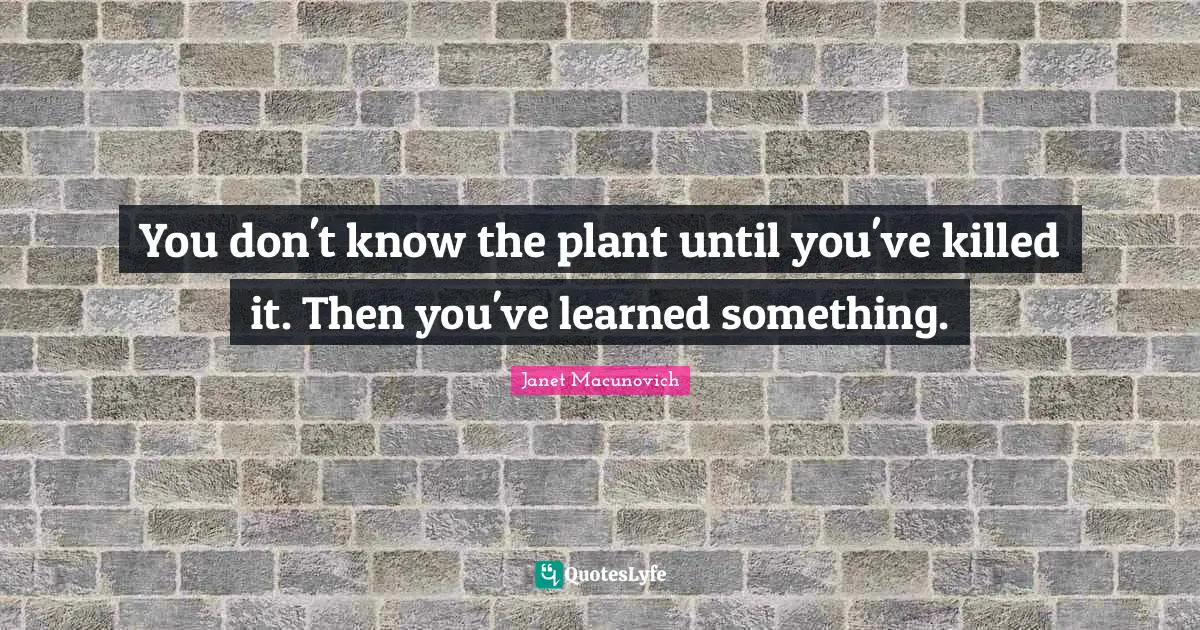 You don't know the plant until you've killed it. Then you've learned something.