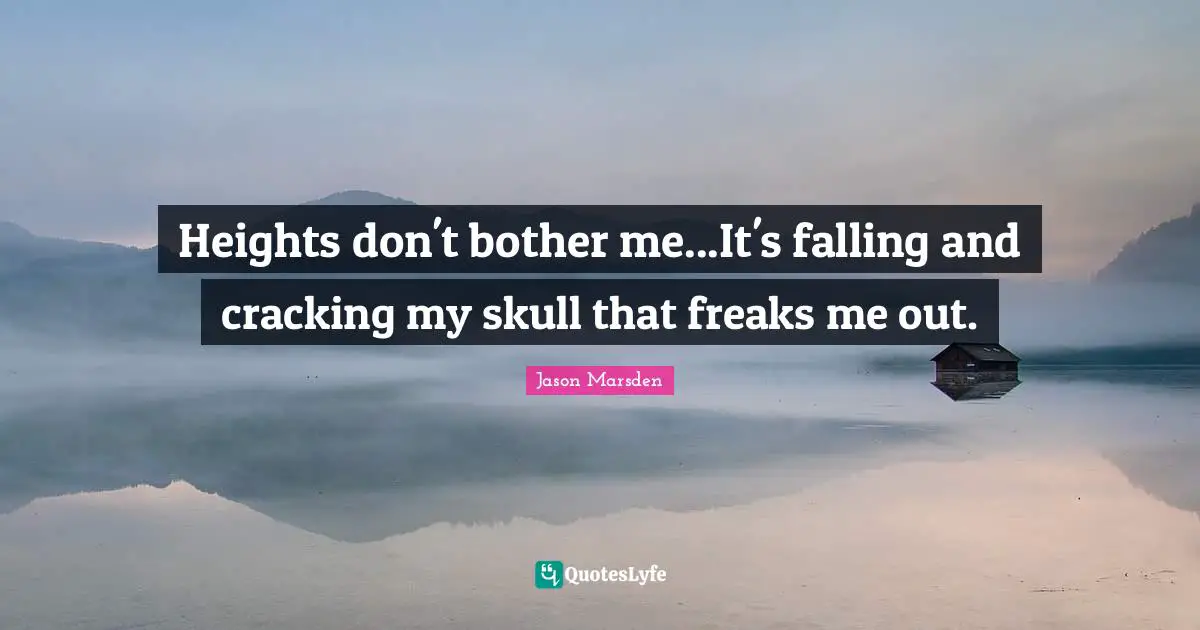 Heights don't bother me...It's falling and cracking my skull that freaks me out.