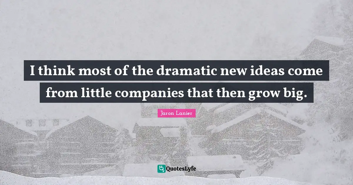 I think most of the dramatic new ideas come from little companies that then grow big.