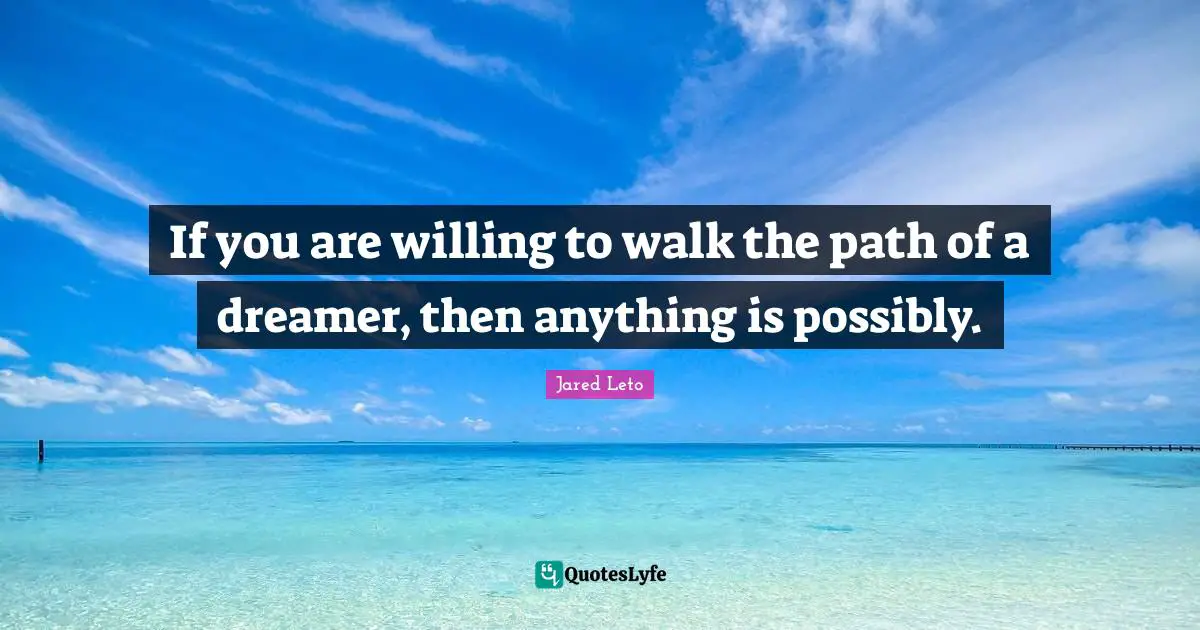 If you are willing to walk the path of a dreamer, then anything is possibly.